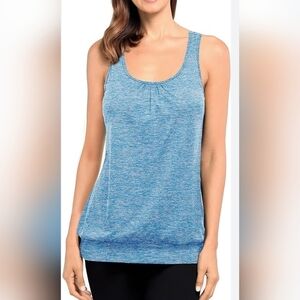 Helloacc Women's Sleeveless Loose Fit Scoop Neck Blue Large Tank Top